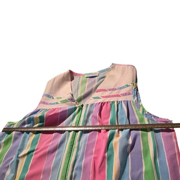 VTG Leisure Life Rainbow Candy Stripe Cotton Nightgown USA Made Gown SZ L/XL - Picture 4 of 7